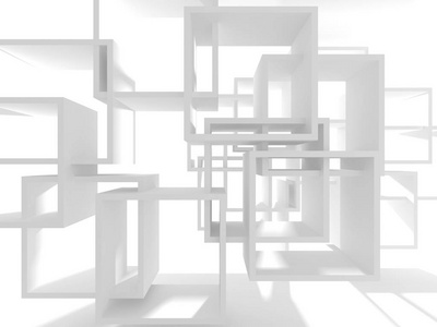 抽象建筑现代设计背景。3D渲染图