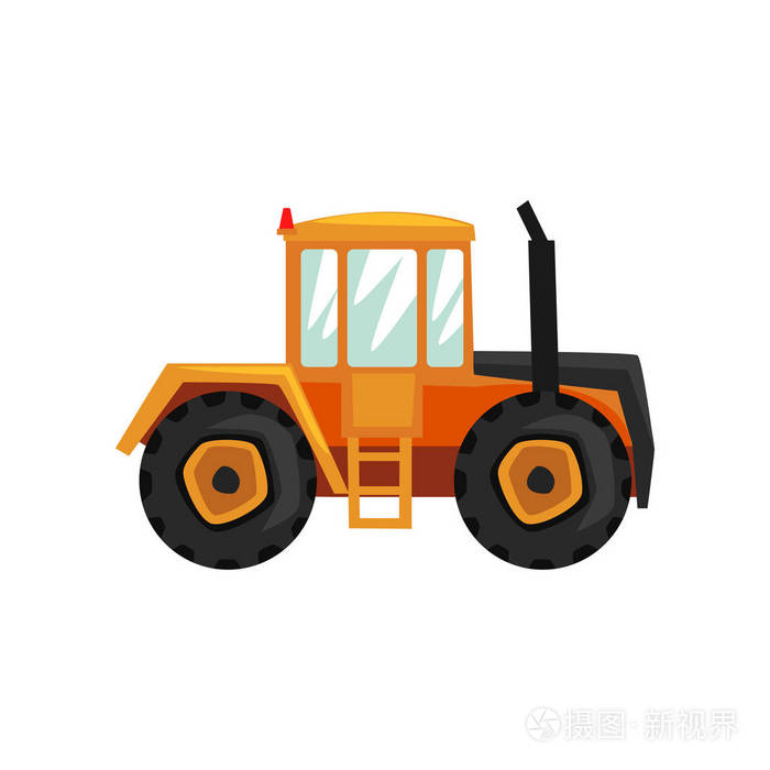 拖拉机农业工业农机设备, 农村机械矢量插图白色背景