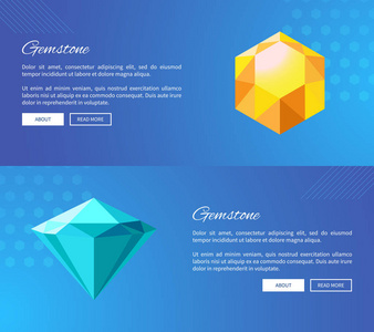 鲜艳颜色的多面宝石促销页图片