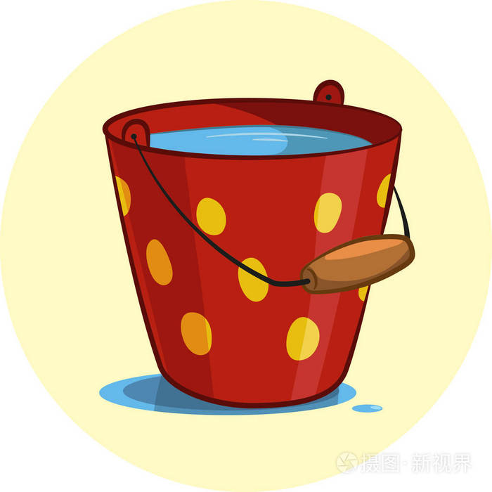 带水的红色水桶插画-正版商用图片11c33d-摄图新视界