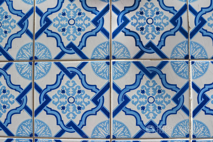 葡萄牙的老瓷砖详细的经典瓷砖azulejo