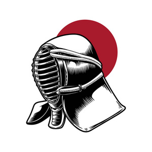 日本传统剑道头盔的插图设计照片
