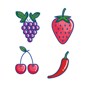 水果和蔬菜设置图标