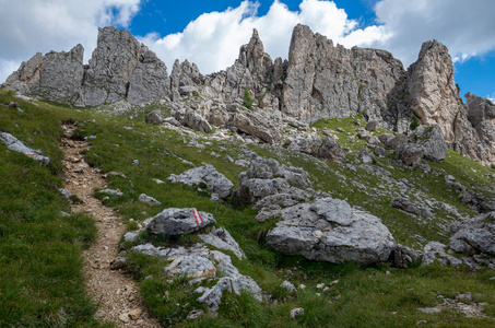 白云岩Vago di Fassa, 意大利, 欧洲, 白云岩山脉鸟瞰图