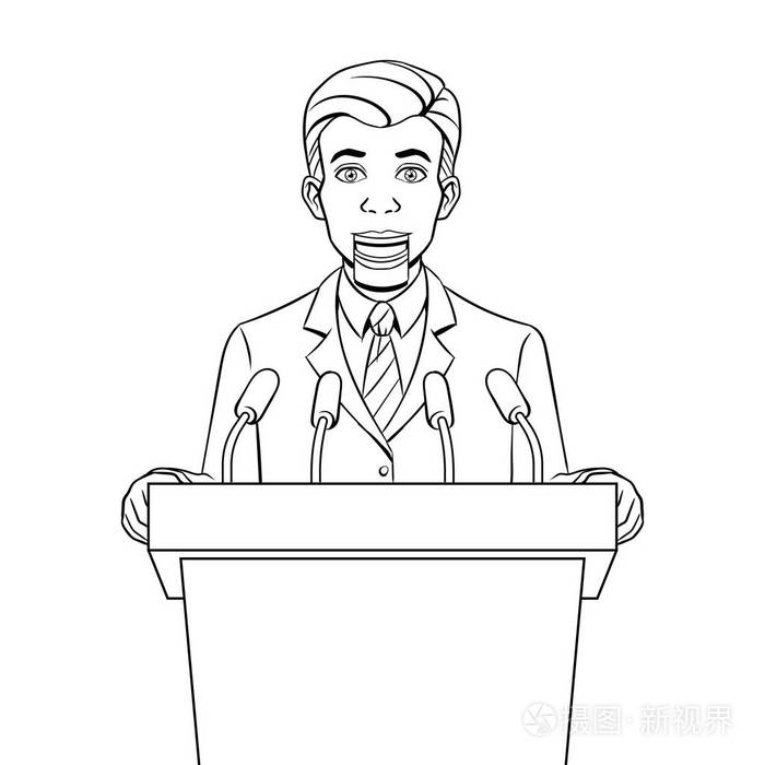 演讲木偶在论坛报着色书载体