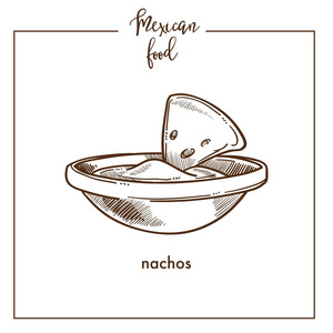 墨西哥美食菜单设计用Nachos芯片草图图标。