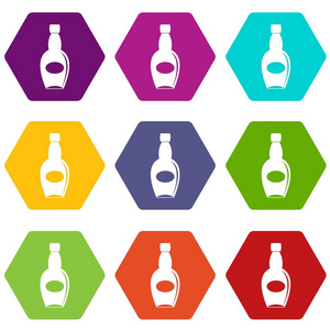 大瓶子图标集颜色六面体