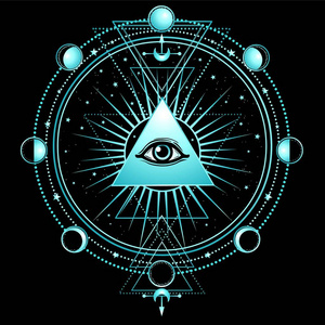 神秘的卡矢量神秘背景:金字塔都看到眼睛神圣的几何学.