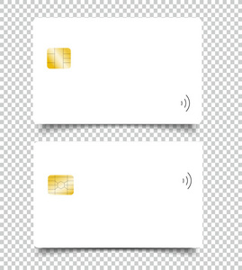 一套银行芯片信用卡现实样机。透明塑料卡模板