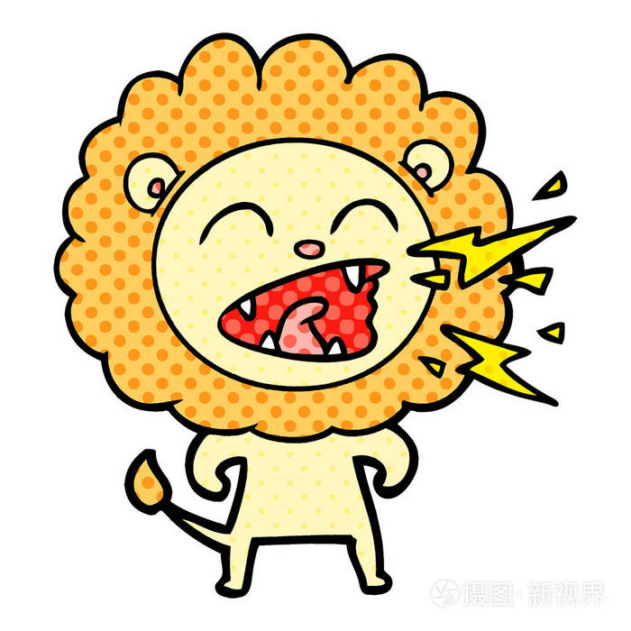 卡通咆哮狮子的矢量插图