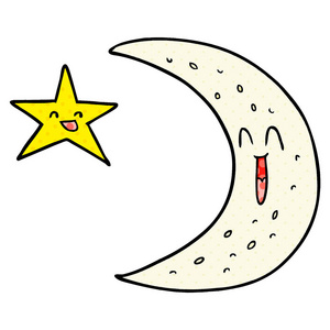 快乐的卡通月亮和星星图片