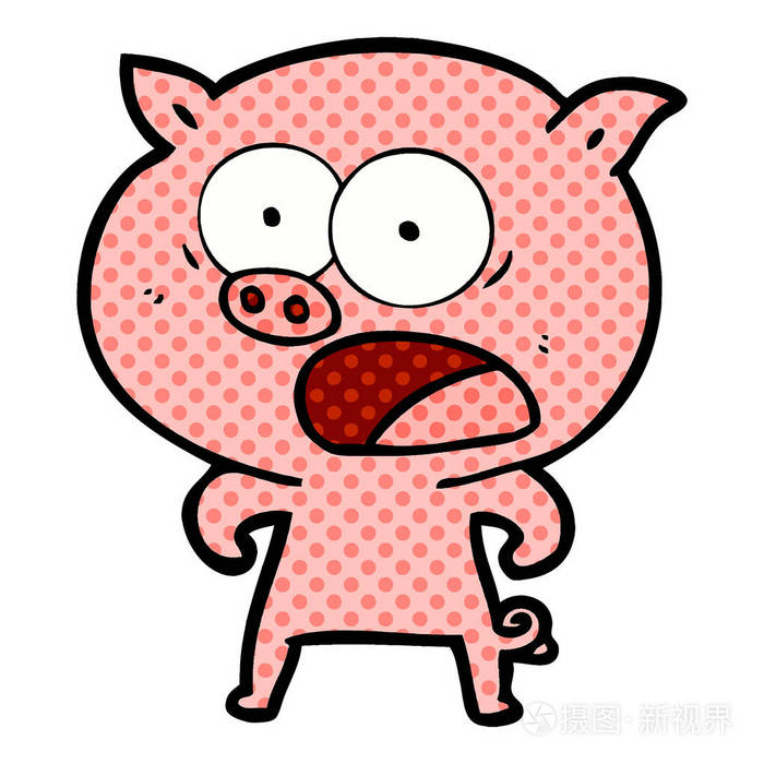 卡通猪喊叫的矢量插图
