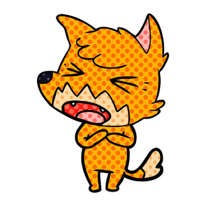 愤怒的卡通狐狸的矢量插图图片