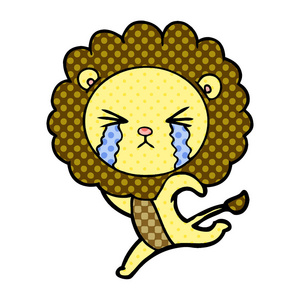 卡通哭狮的矢量插图