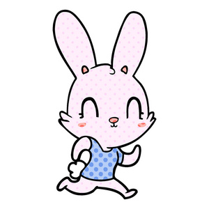 可爱的卡通兔子跑照片