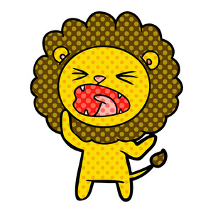 卡通愤怒狮子的矢量插图图片