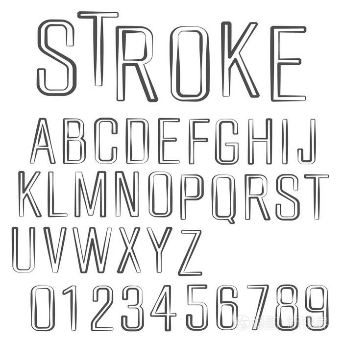 字母字体黑色描边设计