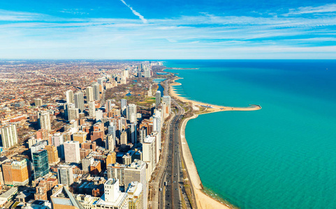 芝加哥市中心和密歇根湖岸线, 美国