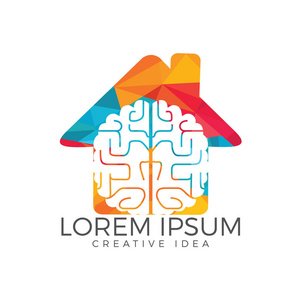 创意脑屋标志设计. 思维观念.头脑风暴动力思维大脑标志型图标.照片