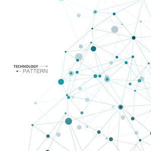 具有连接线和点的多边形抽象背景。未来世界工程的现代技术设计