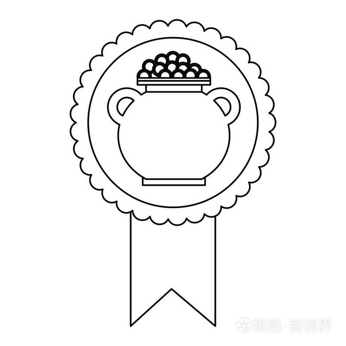 玫瑰徽章与锅硬币财富插画-正版商用图片11cyw4-摄图新视界