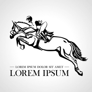 赛马剪影赛马骑马的剪影.标志.设计图标.马术运动.赛马骑跳马.海报.