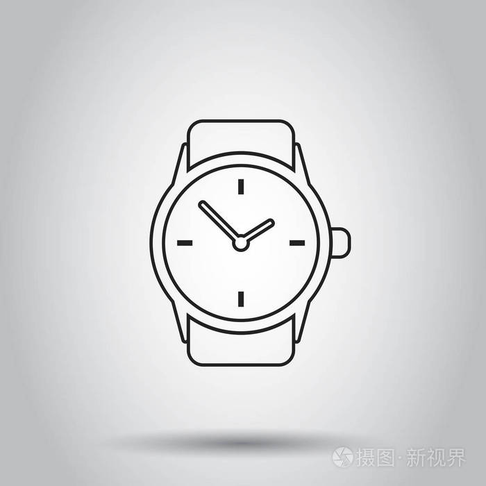时钟表图标的线型.向量例证在被隔绝的