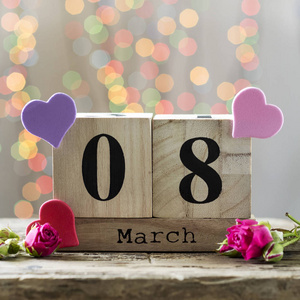3月8日, 木制日历, 妇女节快乐