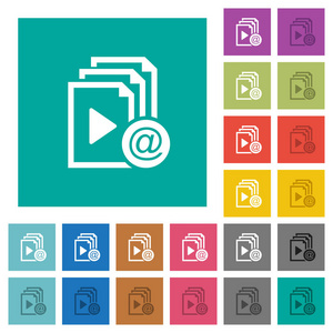 通过电子邮件正方形平面多色图标发送播放列表