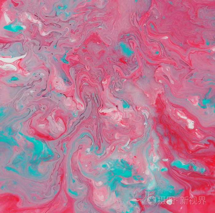 抽象大理石粉红色，蓝色，白色，油漆背景。 大理石图案的亚克力纹理