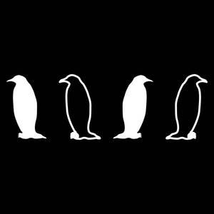 企鹅图标集白颜色插图平面样式简单图像