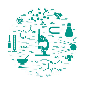 各种科学，教育元素的程式化的矢量图标