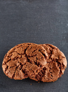 巧克力片饼干, 黑色背景, 宏观, 特写