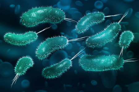 病毒和微生物. 科学研究专题的三维插图照片