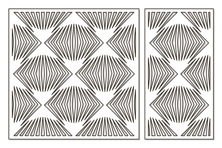 裁剪模板。正方形线, 几何图案。激光切割。设定比率 11, 12。矢量插图