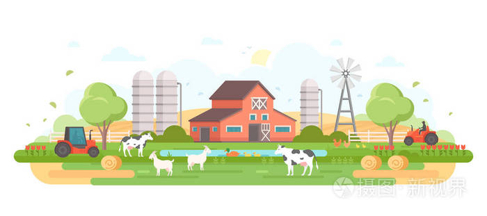 农场-现代平面设计风格矢量插画