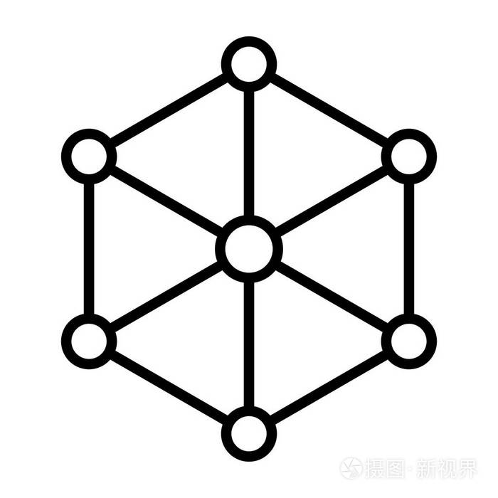 blockchain节点线图标矢量简单最小96x96象形文字