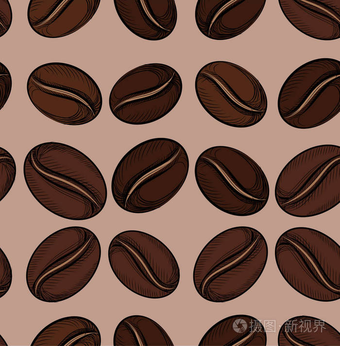 棕色背景上有咖啡豆的咖啡图案