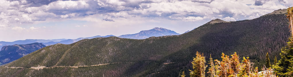 高地山谷和山坡的壮丽全景。 科罗拉多州洛奇山国家公园