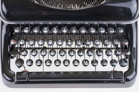 老式老式黑色打字机键盘，老式古董打字机
