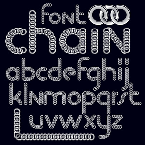 矢量脚本，现代字母表字母集..小写装饰字体创建使用连接链链接。