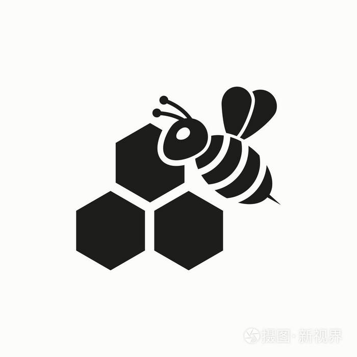 亲爱的矢量图标蜜蜂在蜂窝的一部分