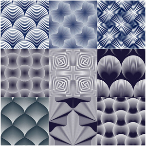 几何无缝图案集,抽象瓷砖背景收集,矢量重复无尽壁纸插图.