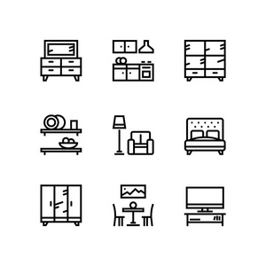 家具装饰室内矢量简单图标网页和移动设计包4