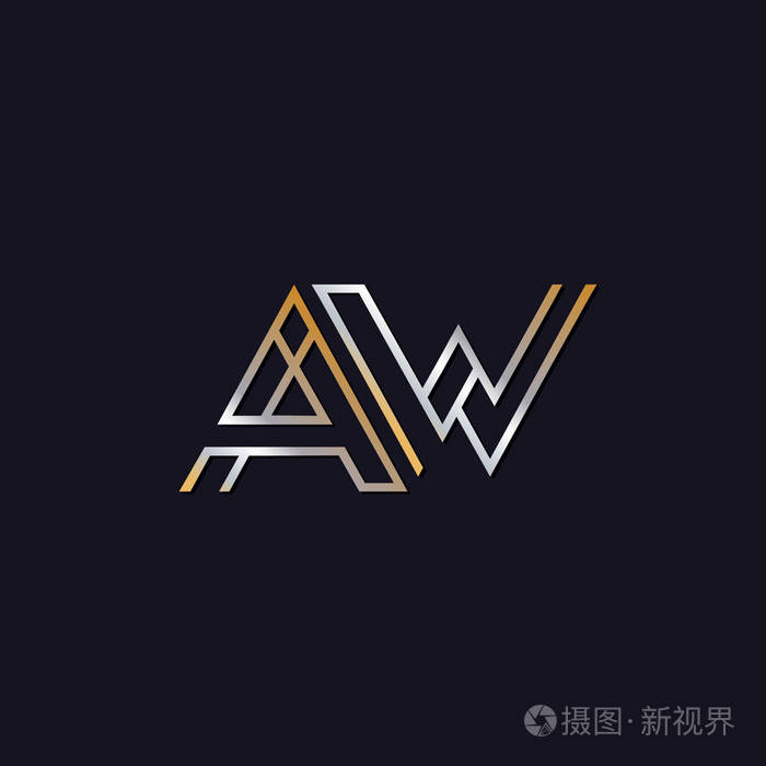 黑色背景下的aw首字母标志