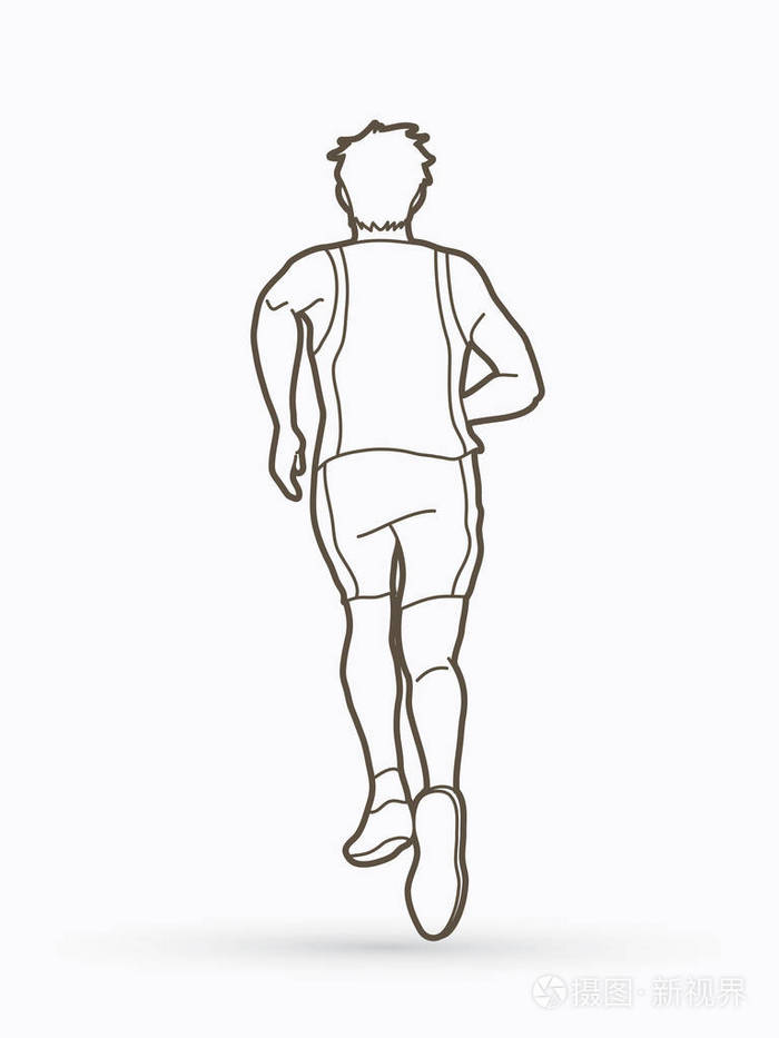 运动员赛跑运动员赛跑运动员跑大纲图形矢量插画-正版商用图片11emco