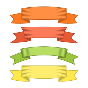 四多色丝带和横幅的网页设计