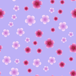 粉红色的背景粉红色的花朵无缝模式。矢量