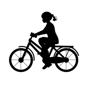 剪影女孩骑自行车运动