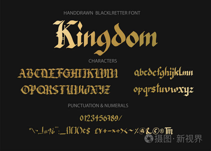 哥德体哥特式脚本手绘字体